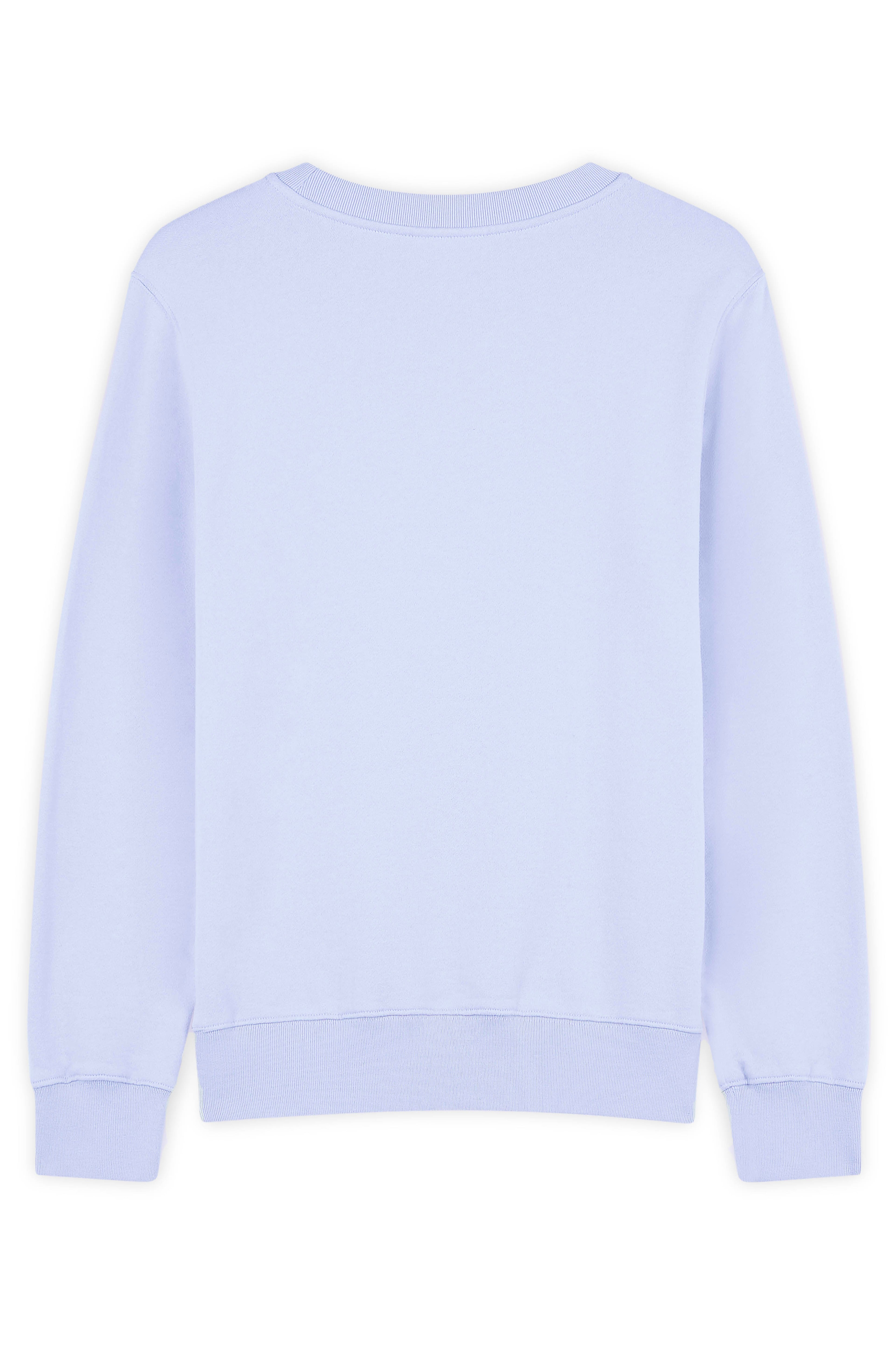 Light Blue Long-Sleeve Crewneck Sweatshirt With Embroidered Fox Logo