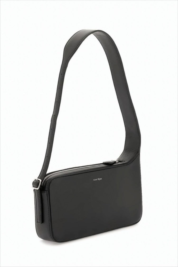 Rectangular Minimalist Shoulder Bag in Smooth Cowhide Leather