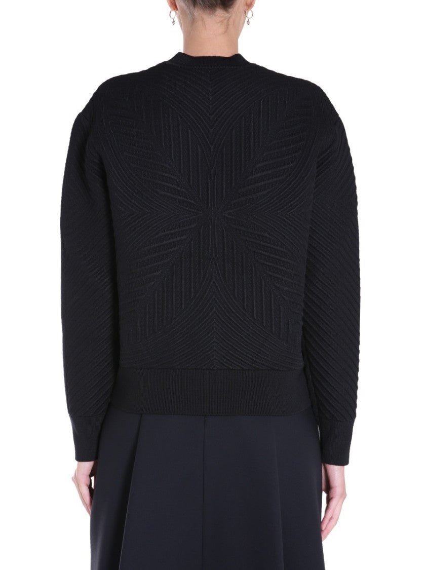 Textured Black Crew Neck Sweater
