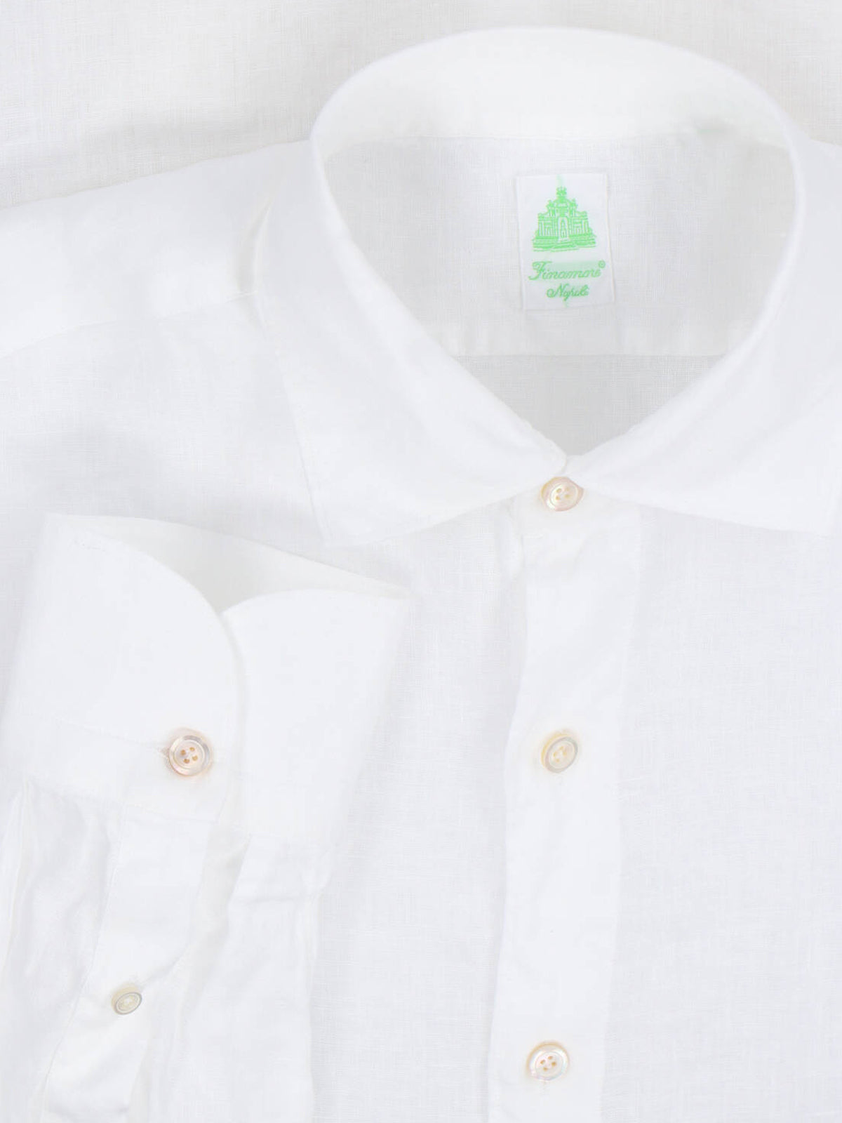 White Gaeta Traditional Collar Linen Shirt