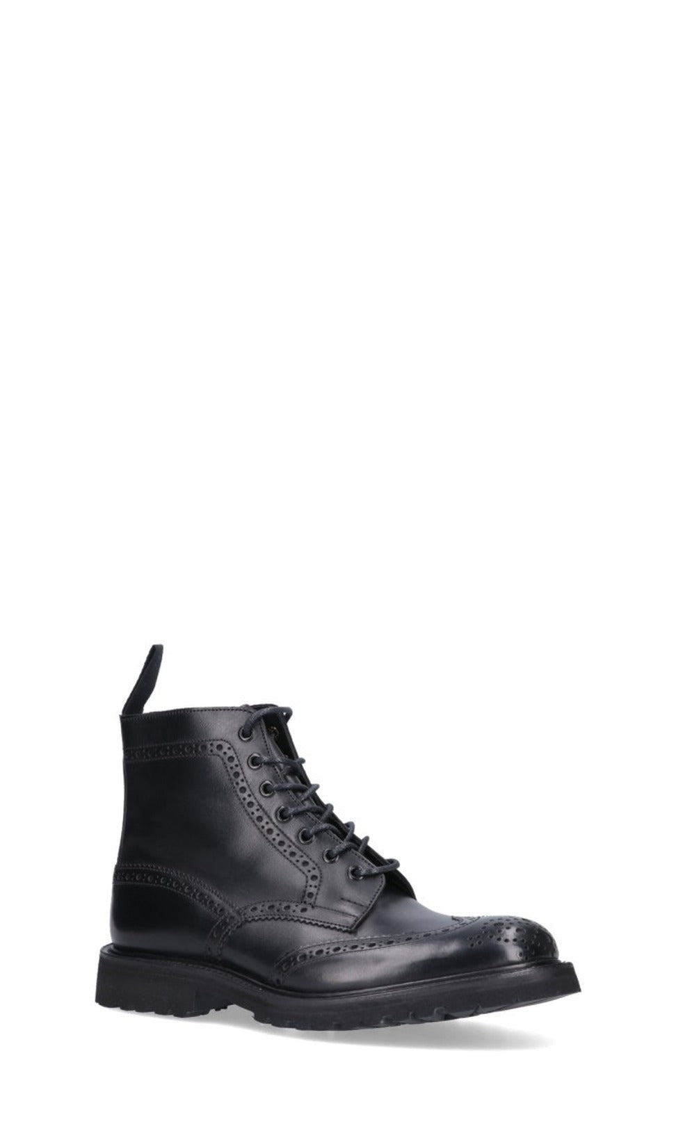 Classic Brogue Lace-Up Black Leather Boots