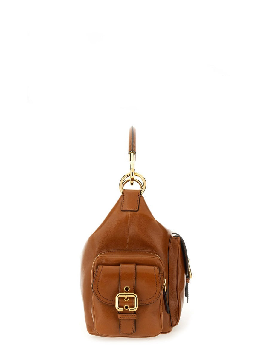 Structured Brown Leather Camera Bag