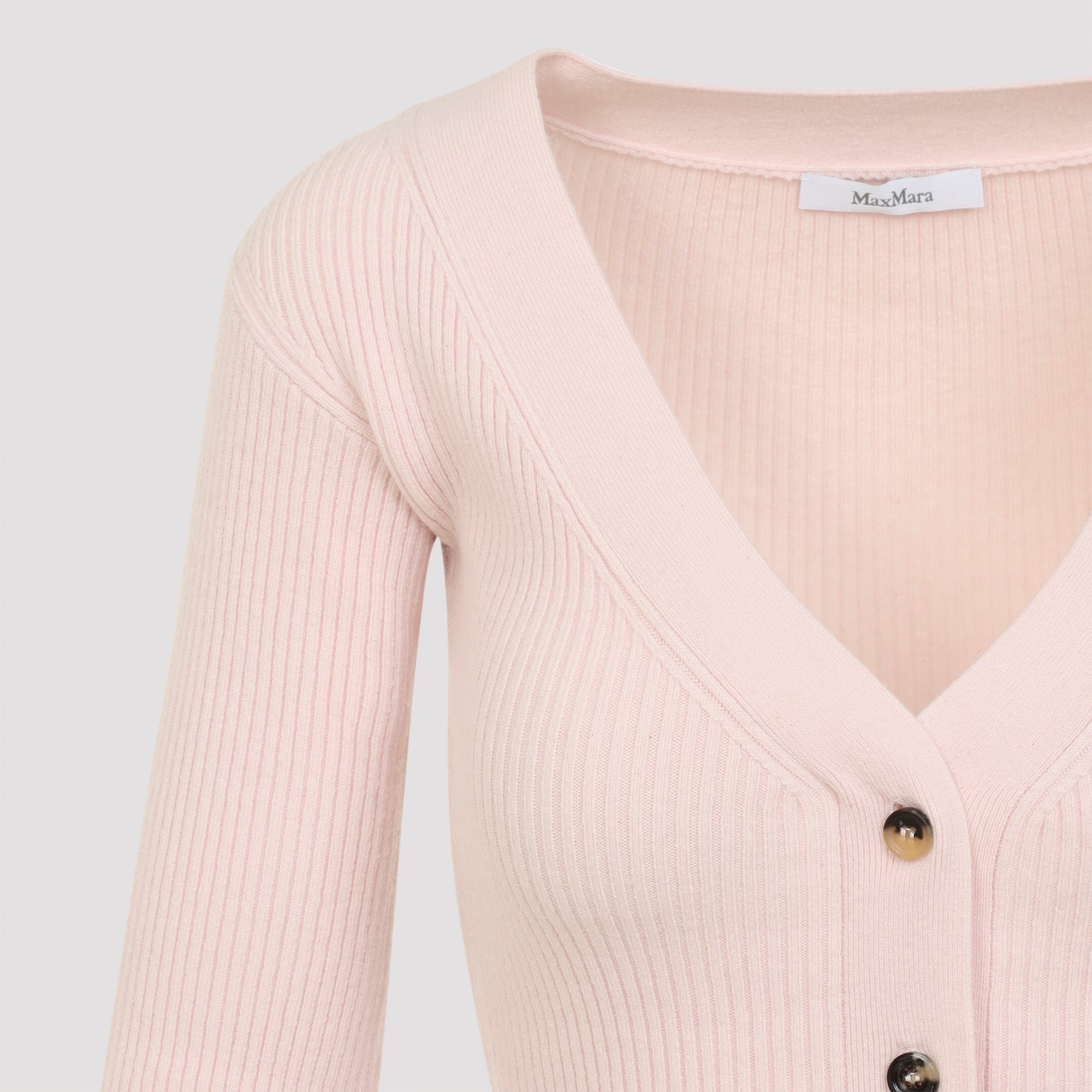 Deep V-Neck Cardigan with Tortoiseshell Buttons