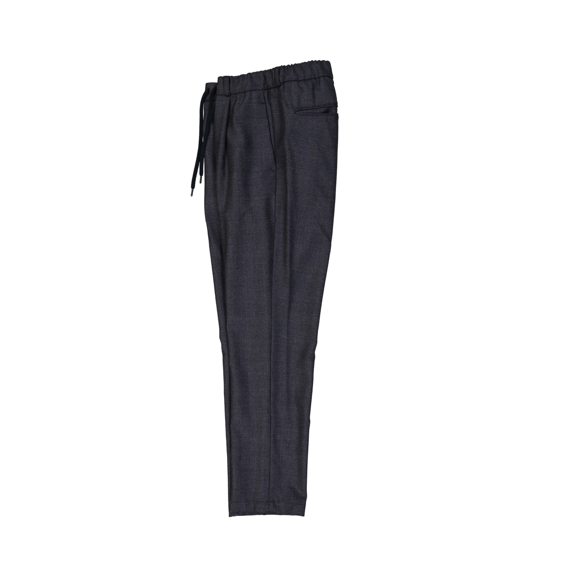 Textured Grey Wool Trousers With Drawstring Waist