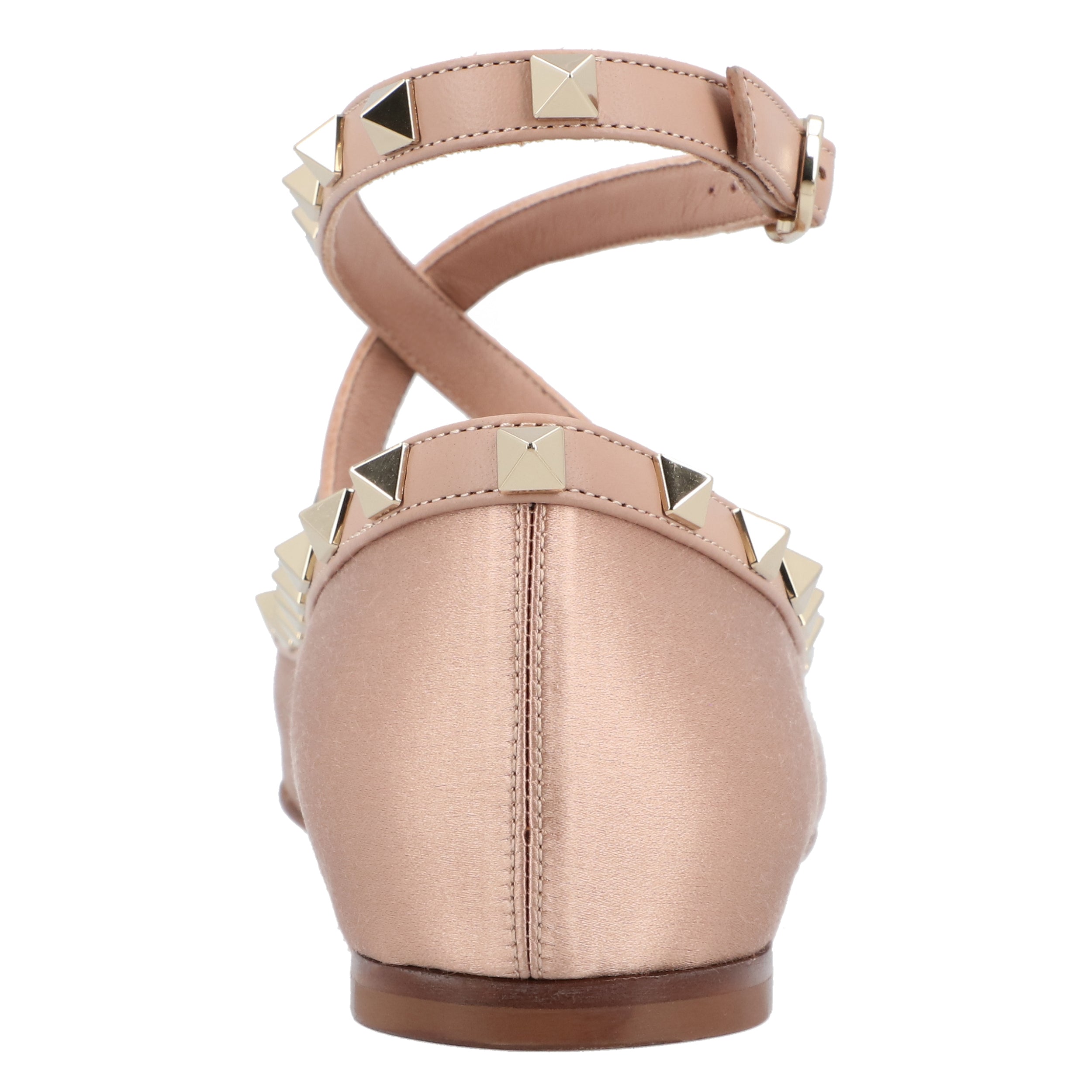 Rockstud Satin Ballerinas Nude