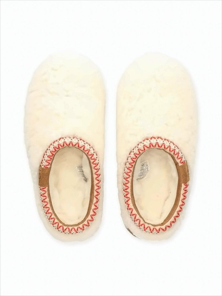 Textured Wool Blend Slip-On Mule with Zigzag Stitch