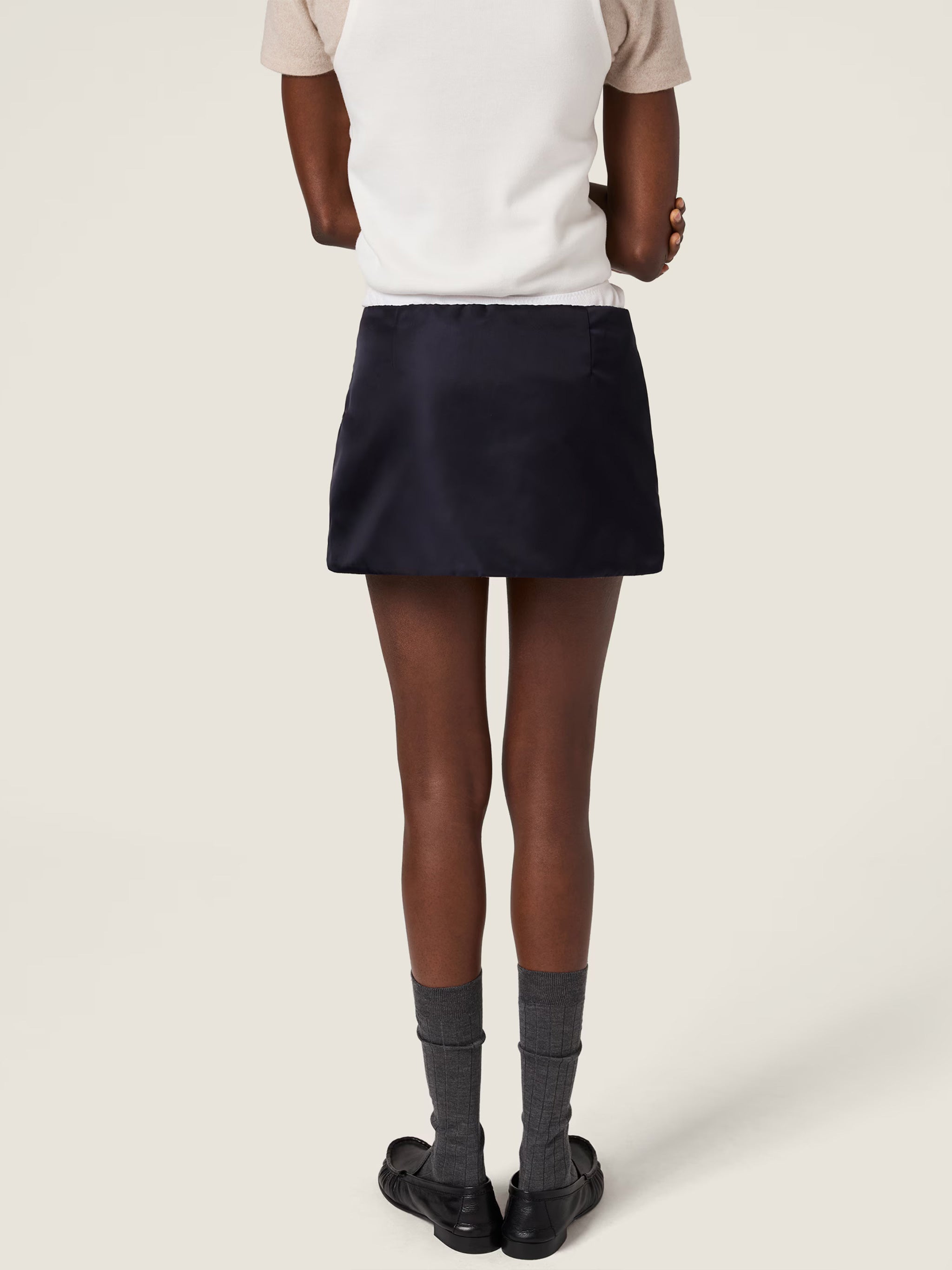 Black Sleek Short Skirt Logo Detail