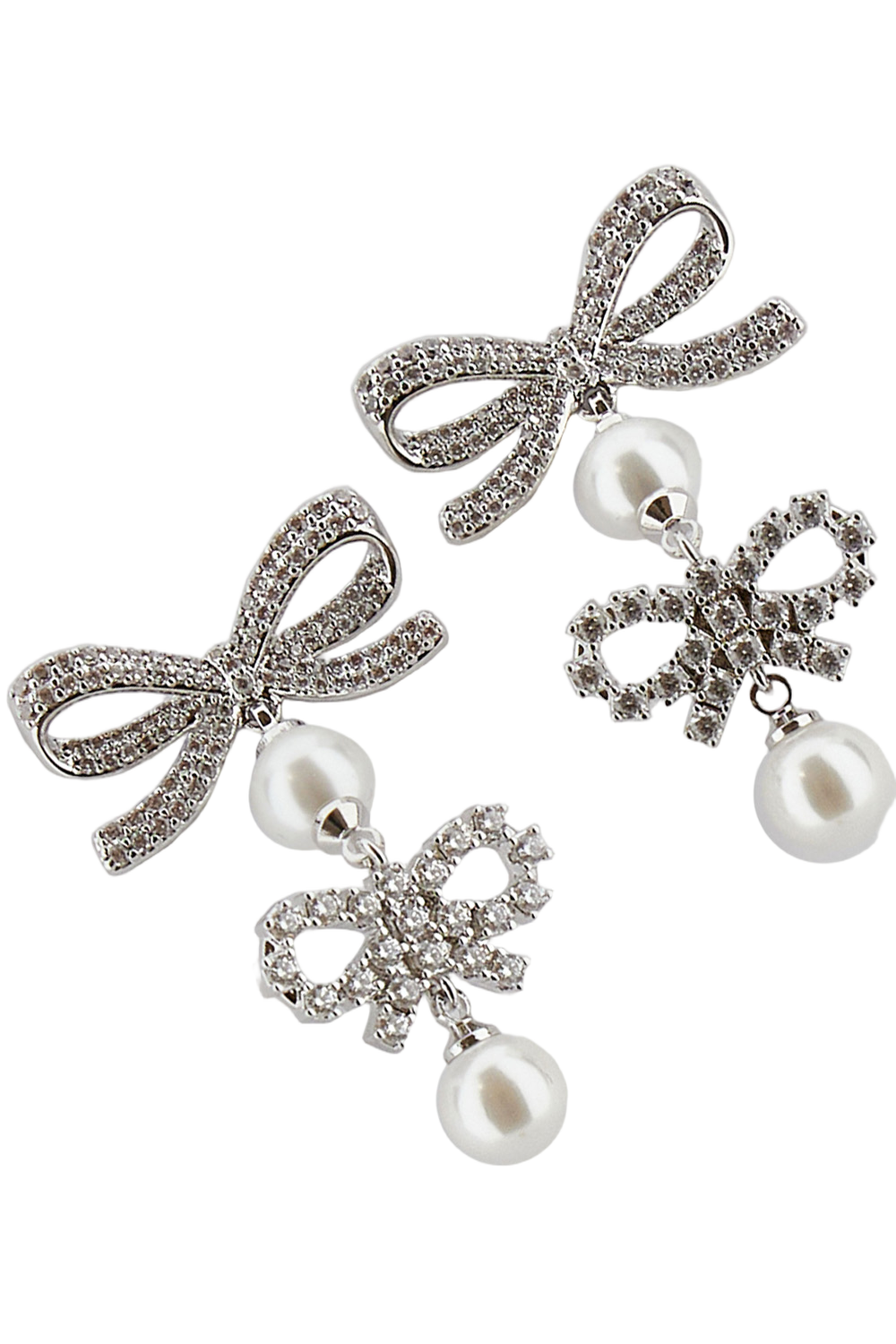 Double Bow Pearl Earrings