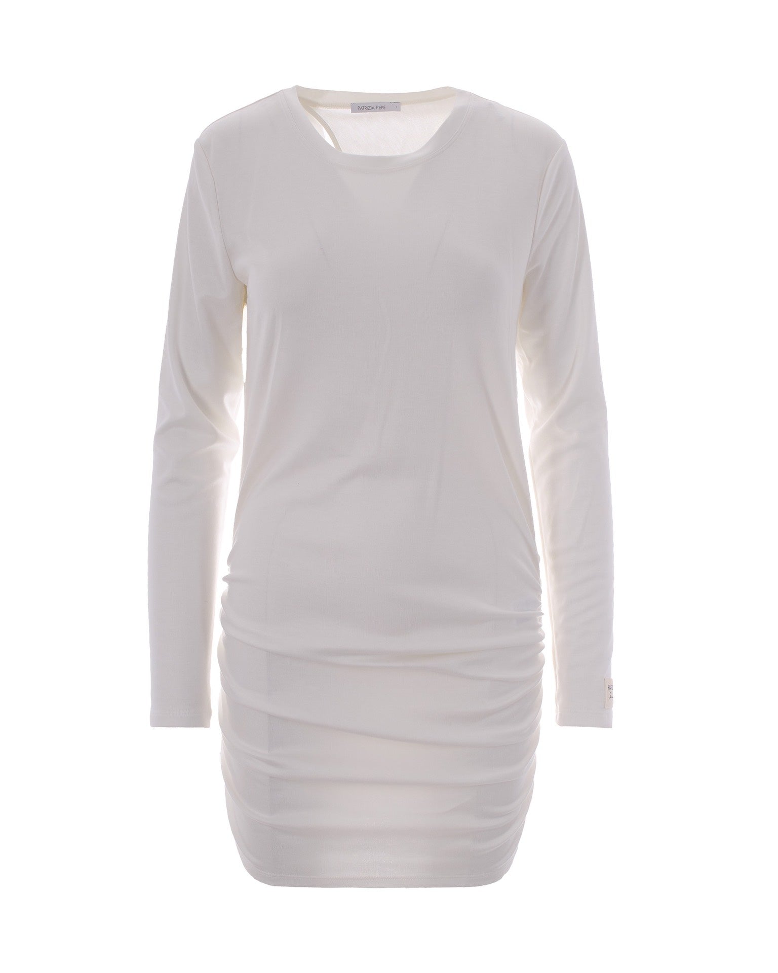 Fitted Draped Mini Dress With Long Sleeves