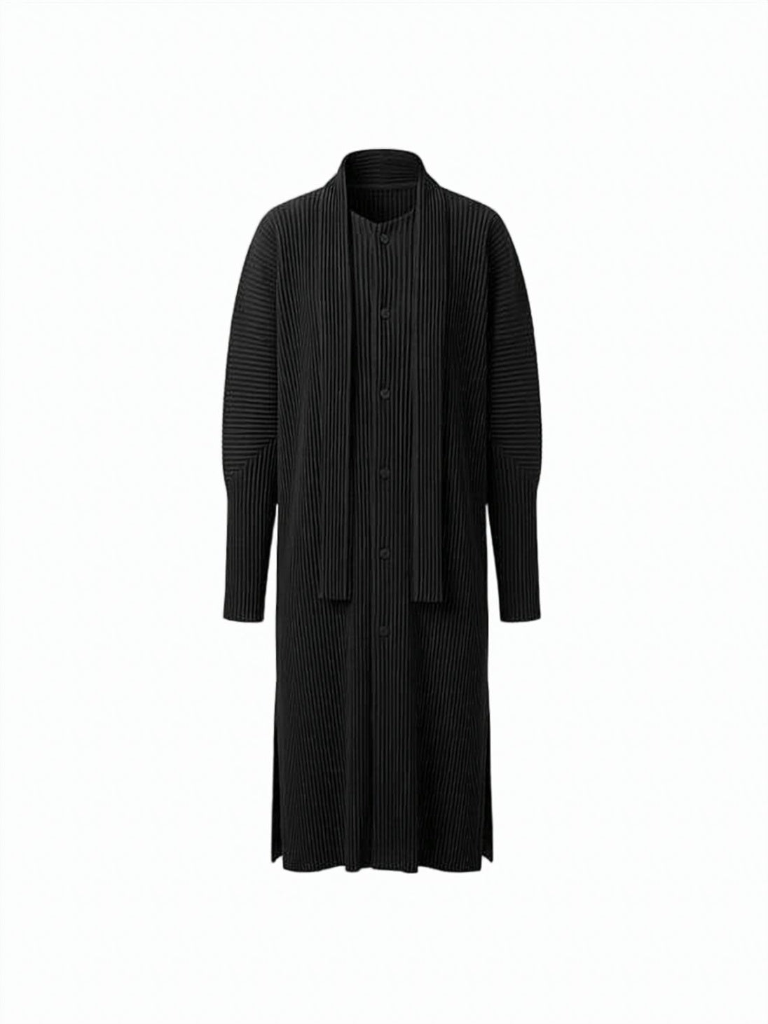 Pleated Long-Sleeve Shirt With Button-Down Front