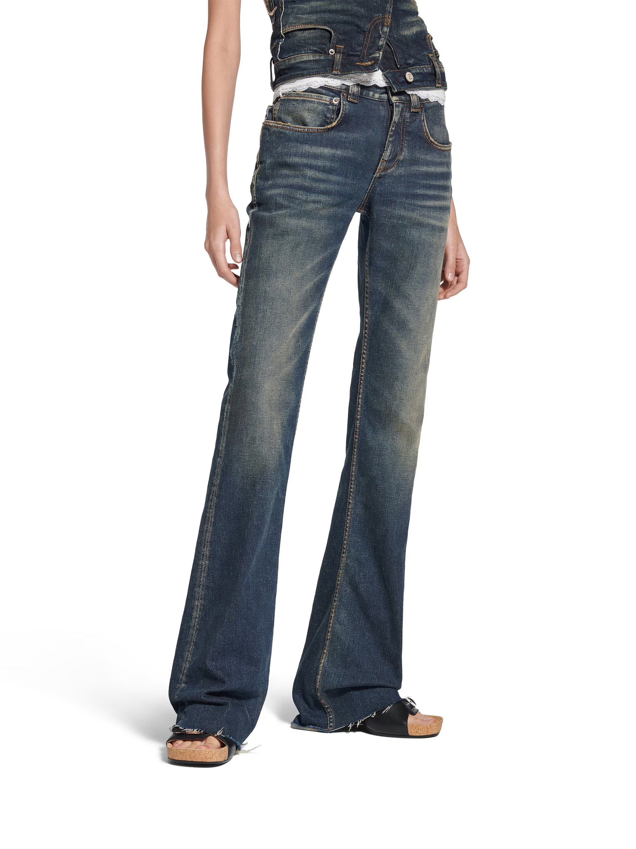 Blue Bootcut Faded Denim Jeans