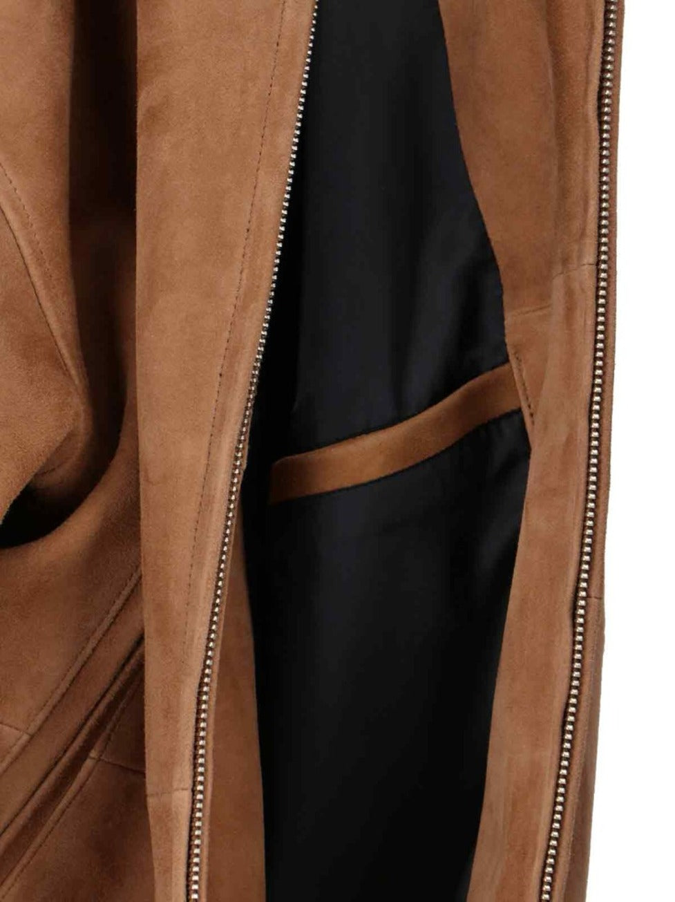 Suede Blouson With Classic Collar And Zippered Pockets