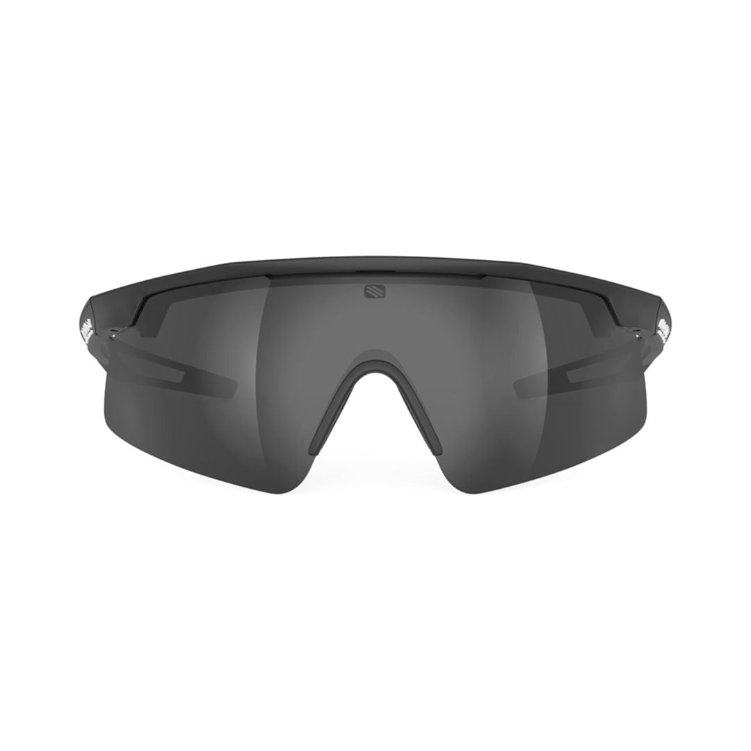 Matte Black Sport Sunglasses with Textured Strap