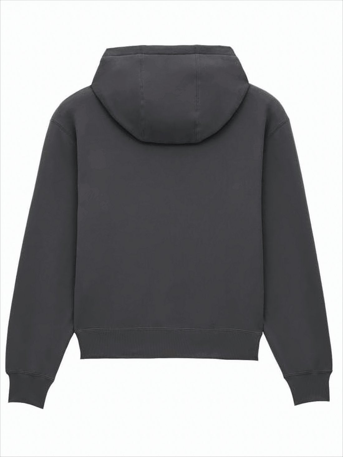 Cropped Grey Hoodie with Drawstring and Tonal Embroidery