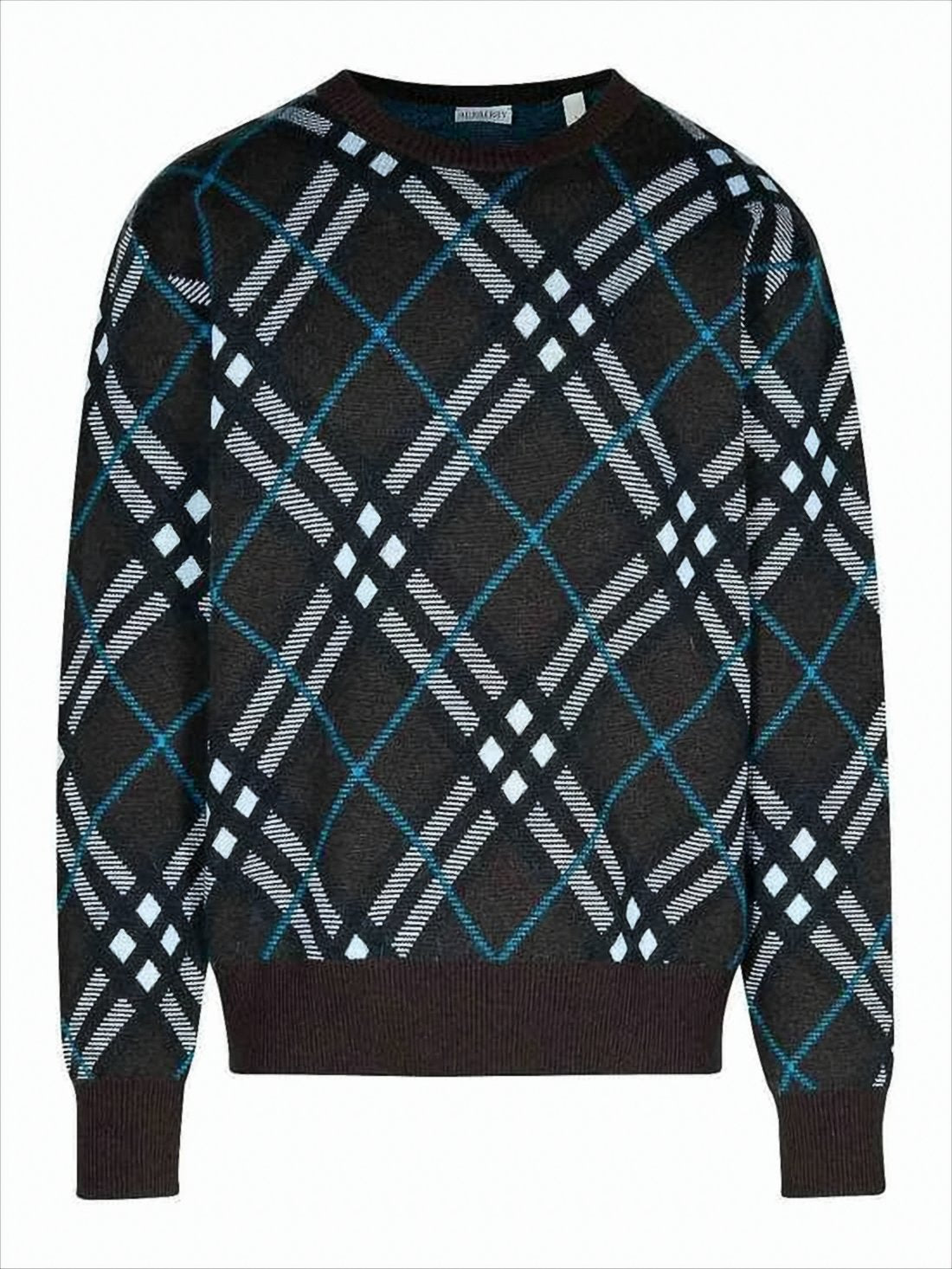 Textured Plaid Wool-Mohair Blend Sweater