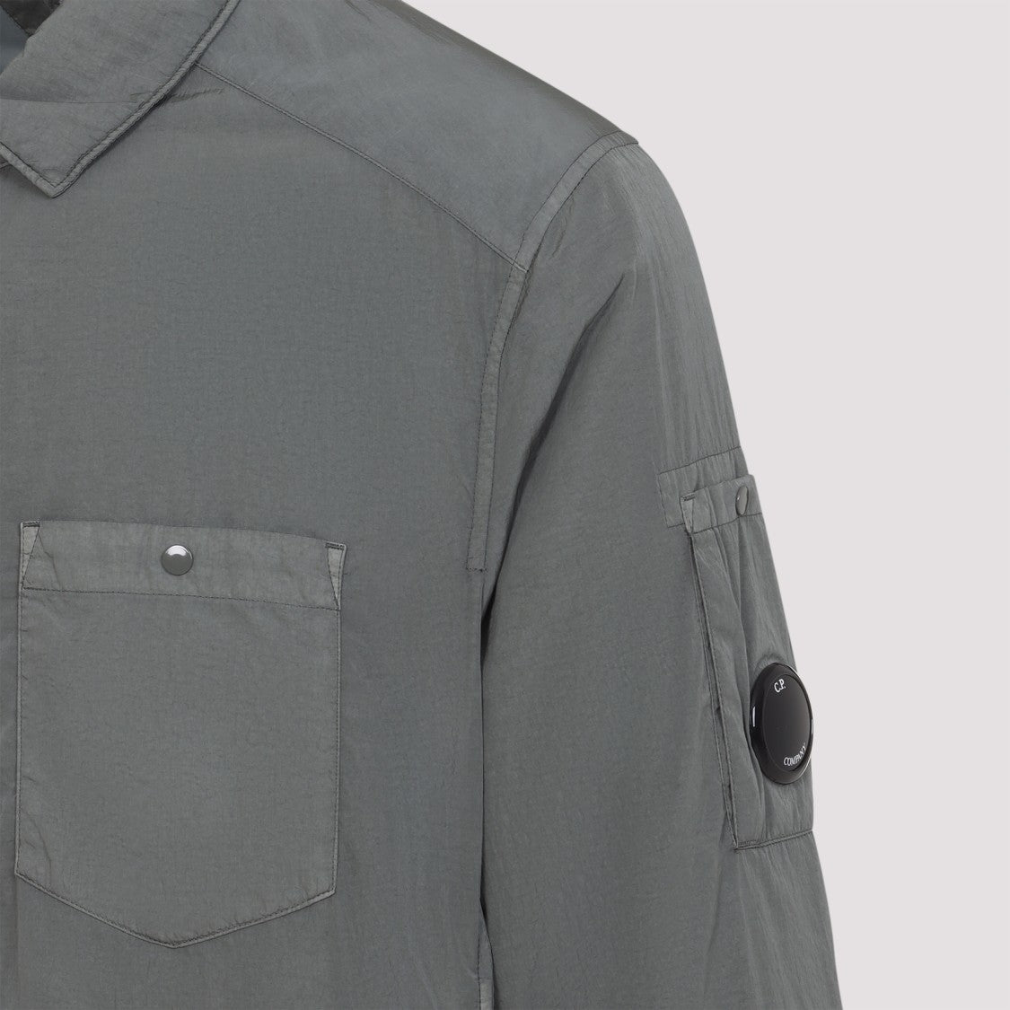 Button-Up Grey Polyamide Casual Jacket
