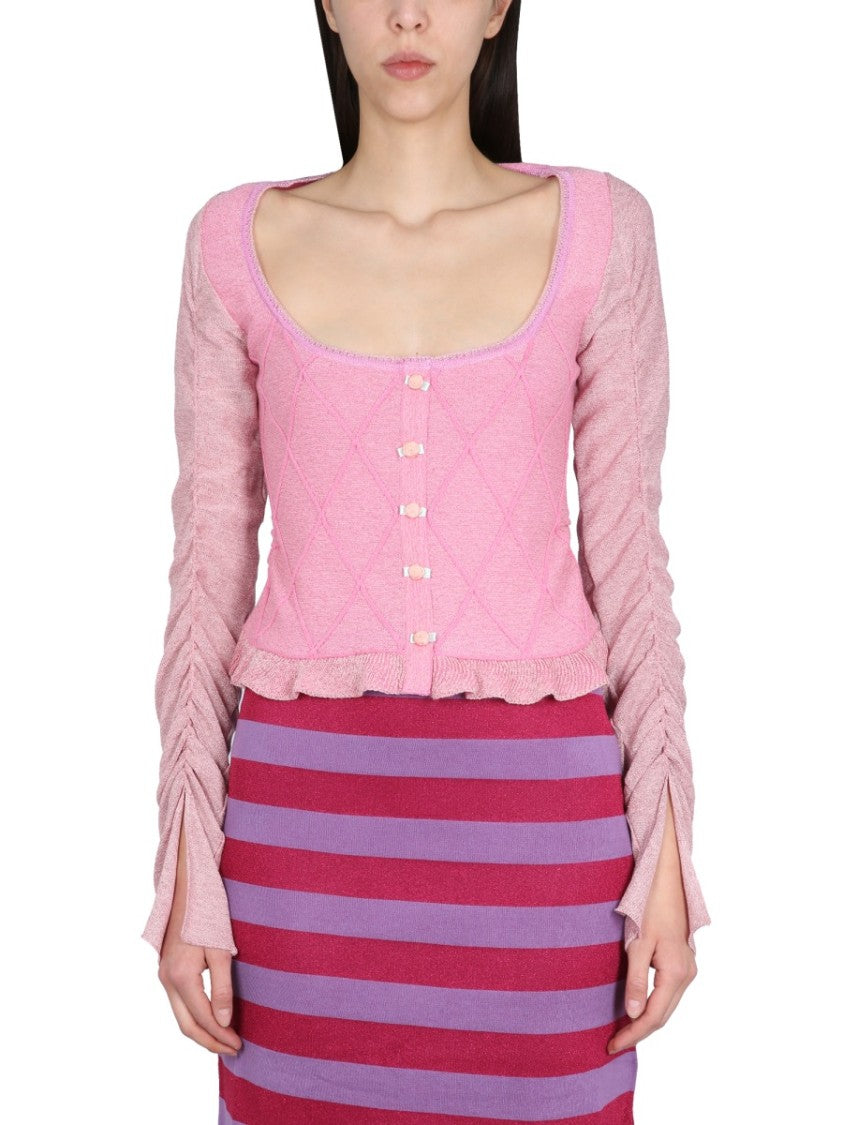 Ruffled Sleeves Cardigan