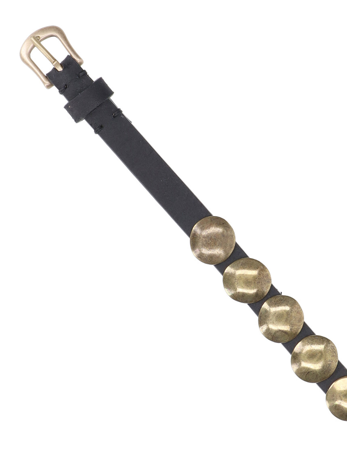 Black Trinidad Gold-tone Studded Leather Belt
