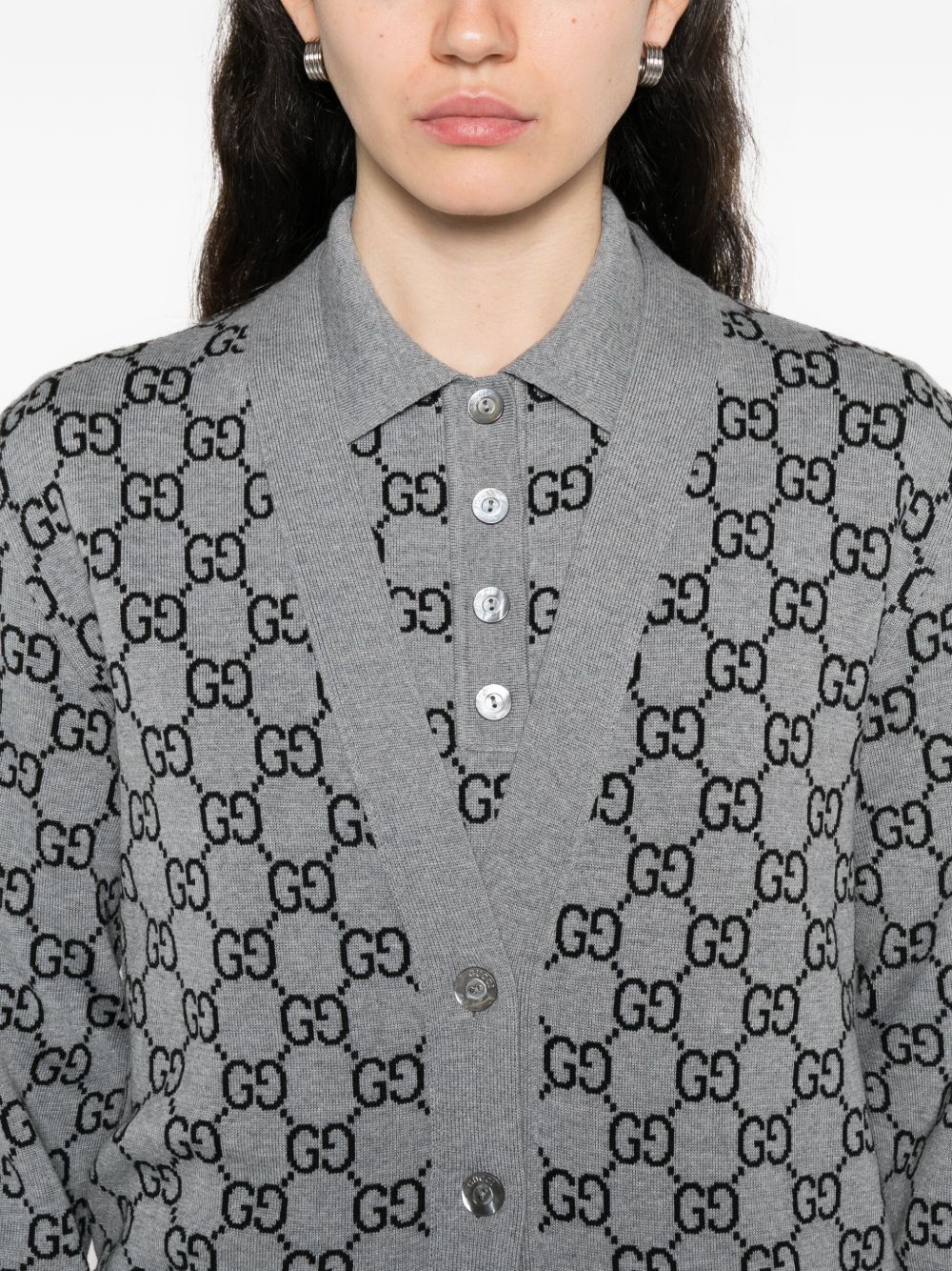Reversible Gg Wool Jacquard Cardigan