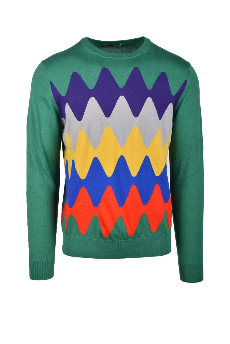 Bold Zigzag Pattern Knitted Sweater