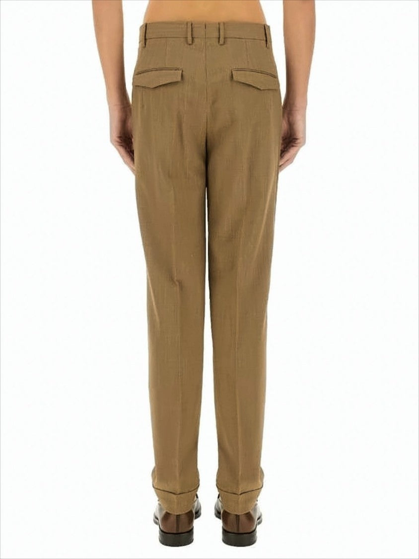 Tailored Brown Suit Pants With Straight-Leg Silhouette