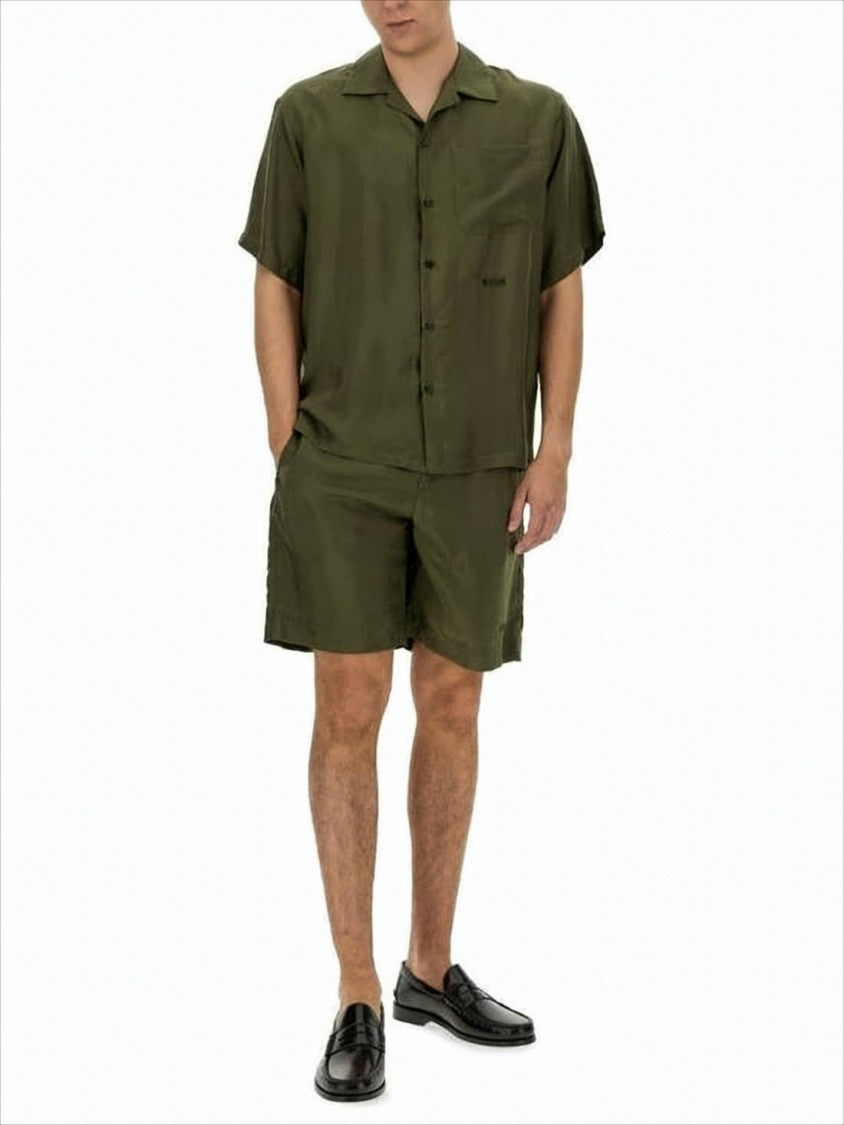 Short-Sleeve Cupro Shirt with Classic Collar