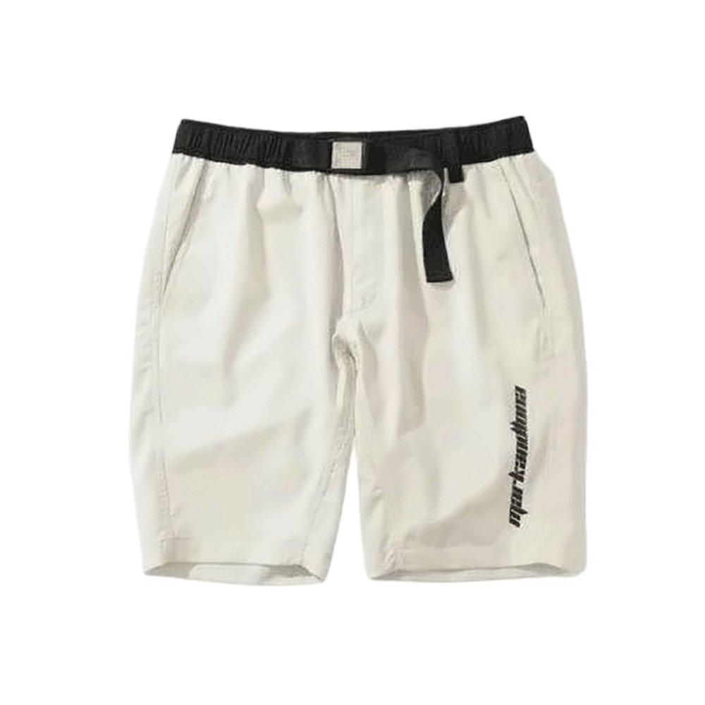Sporty White Shorts with Contrasting Waistband and Adjustable Strap