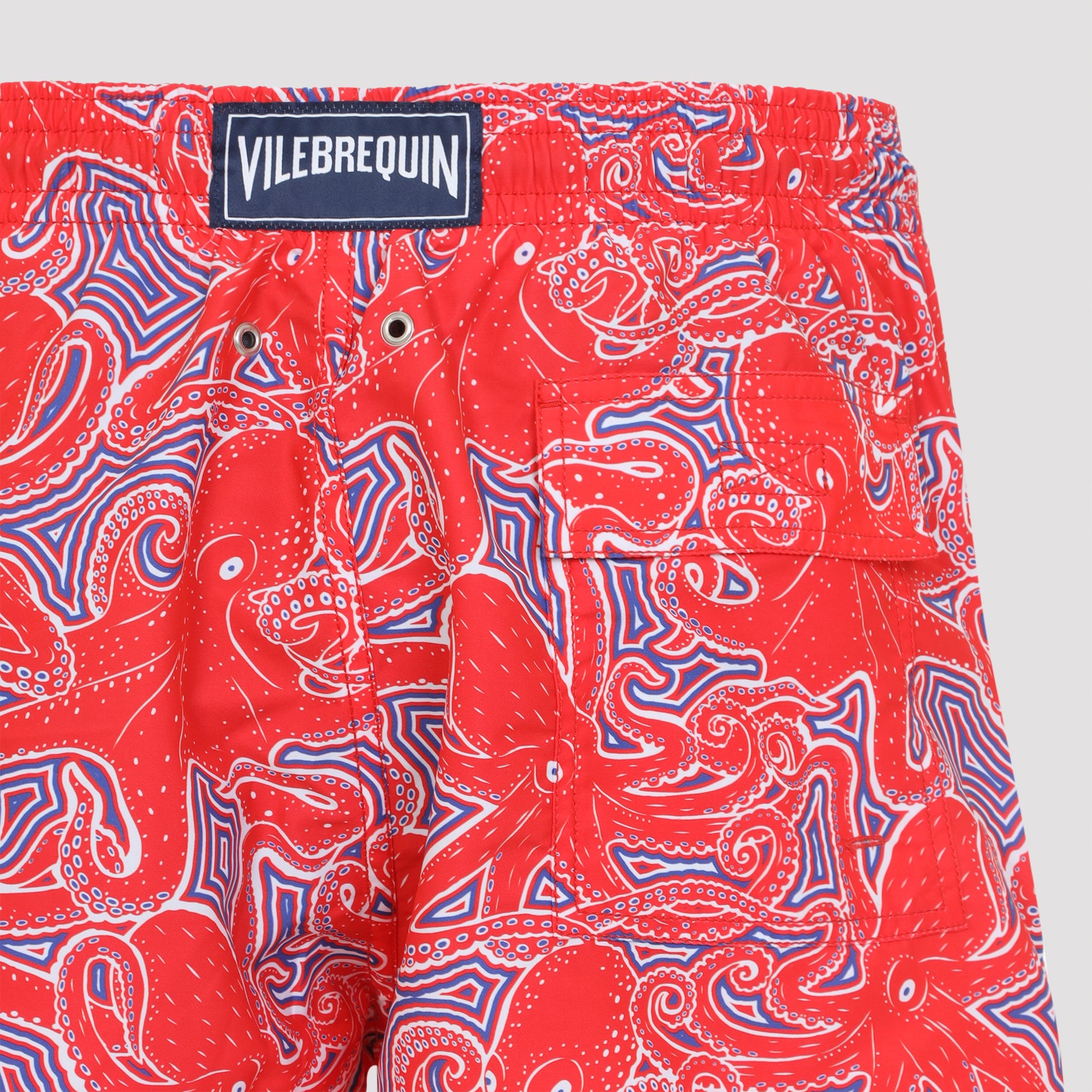 Swim Shorts with Octopus and Wave Pattern