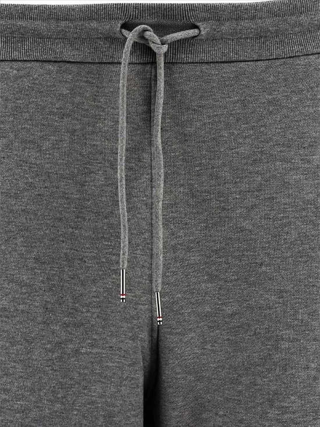 Tapered Grey Cotton Jogger Pants with Ribbed Cuffs and Signature Accents