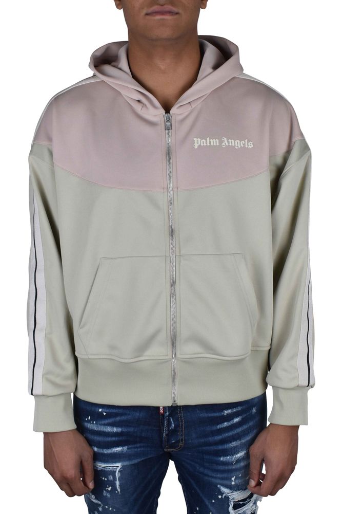 Two-Tone Zip-Front Cardigan With Hood And Logo