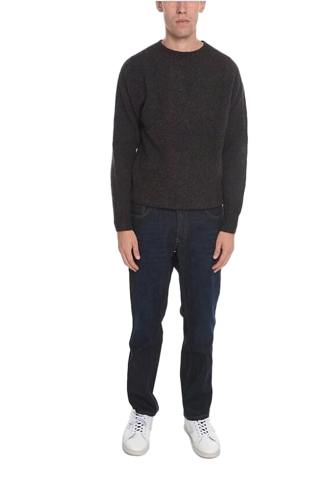 Relaxed Fit Wool Sweater with Crew Neckline