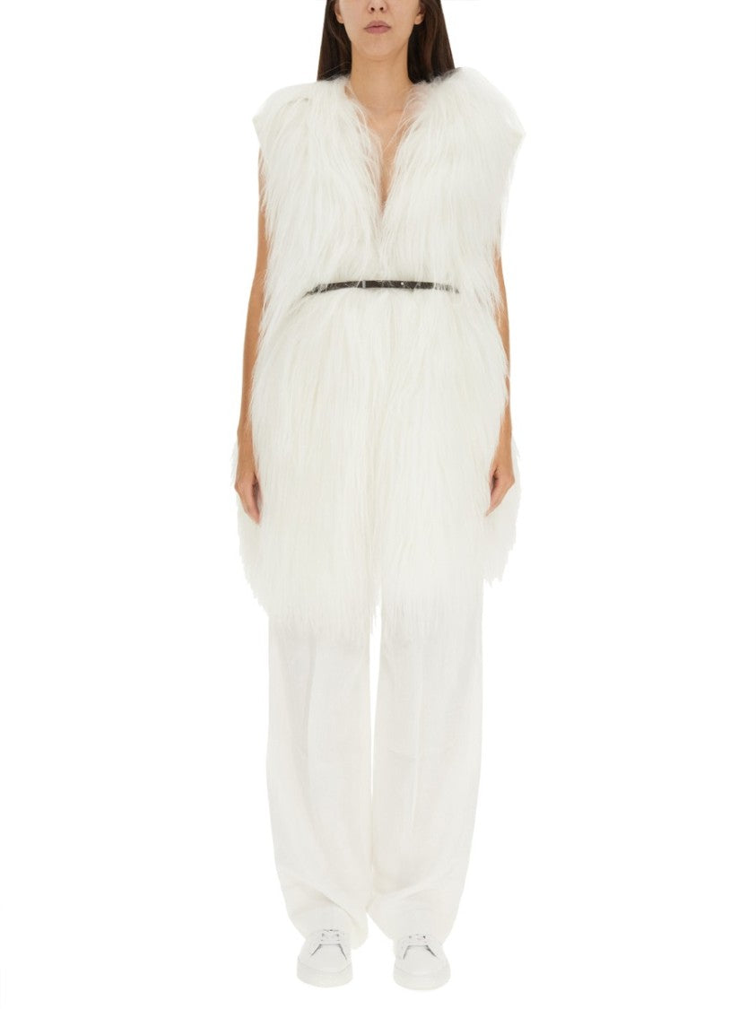 Fluffy White Fur Vest