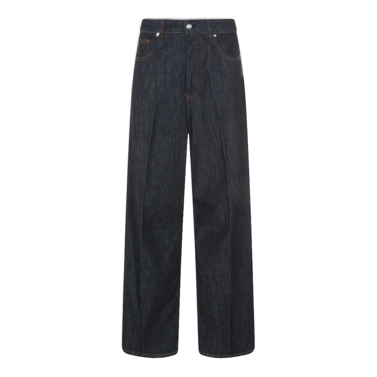 Straight-Leg Denim Jeans With High Waist