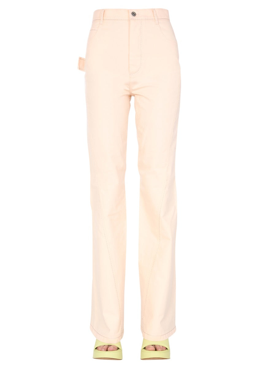 High-Waisted Flared Jeans with Front Button Closure