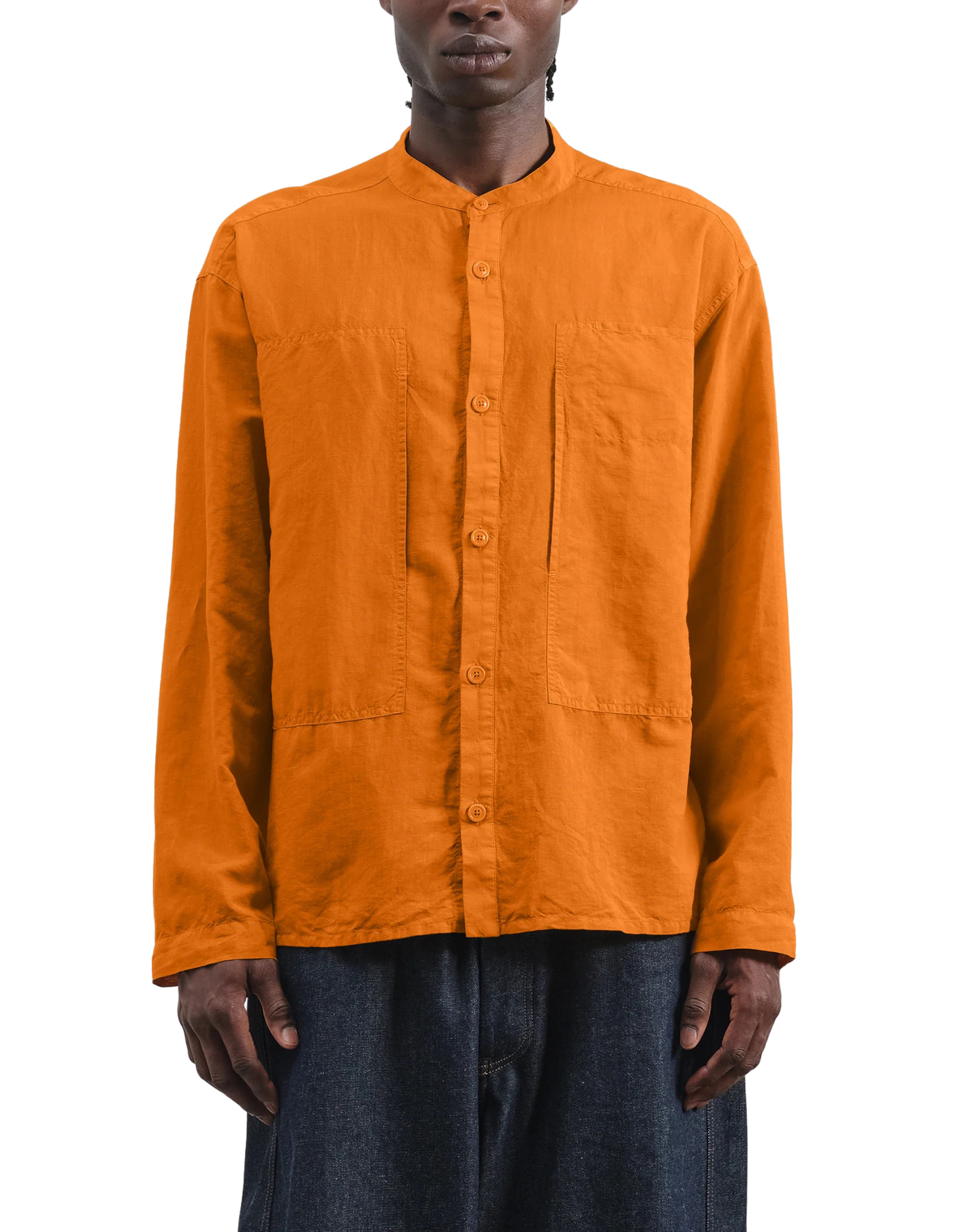 Orange Hawkeye Collarless Shirt
