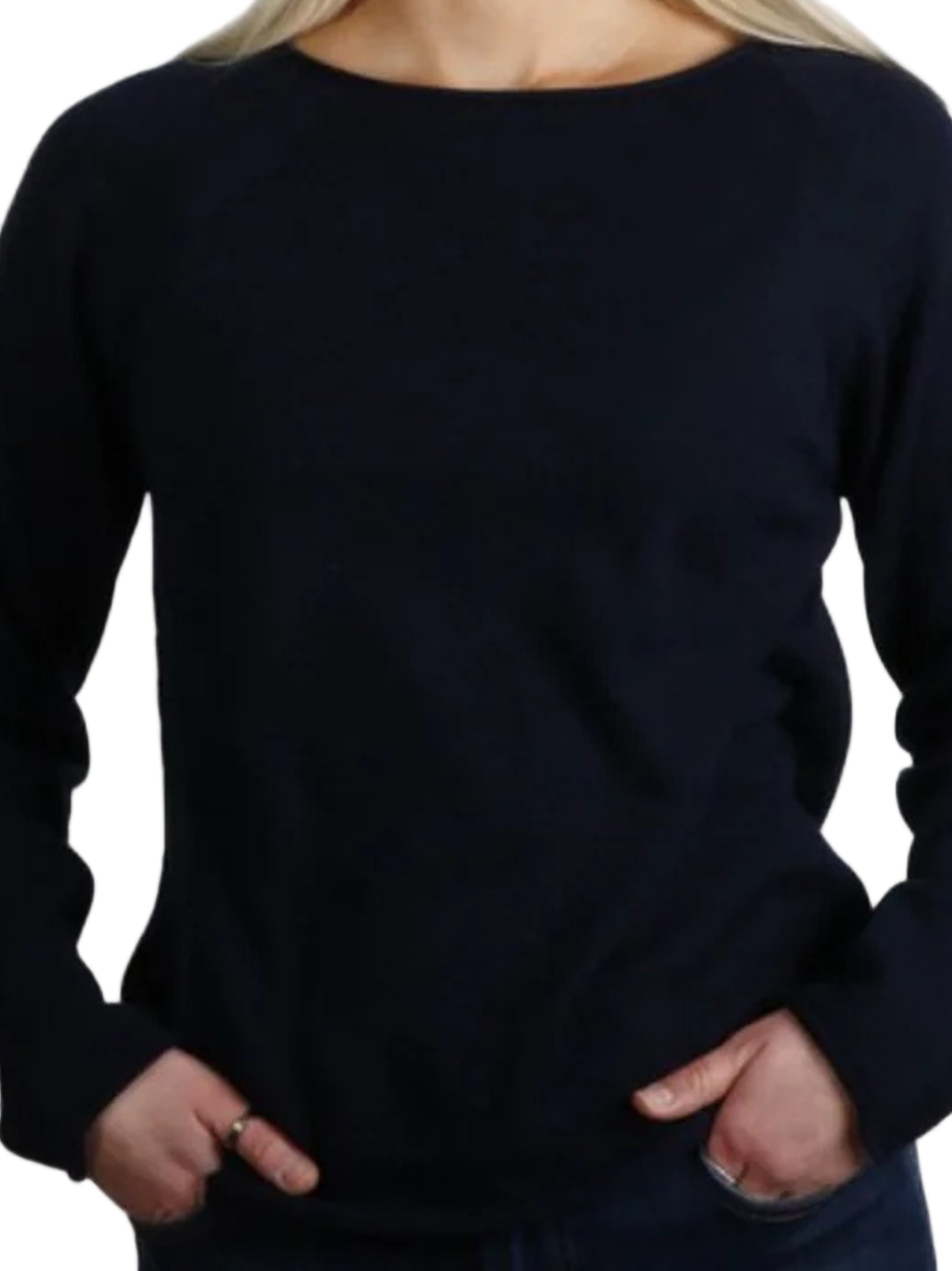 Black Fitted Round Neck Cashmere Sweater
