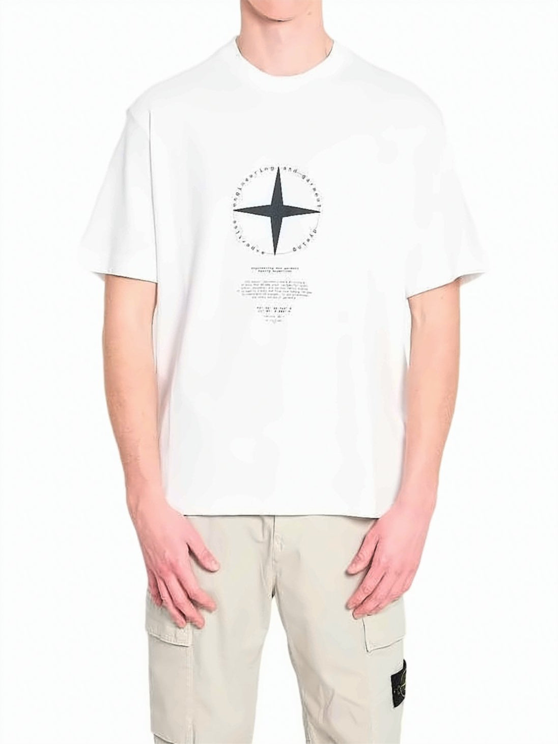 White Lightweight Breathable Central Compass T-Shirt