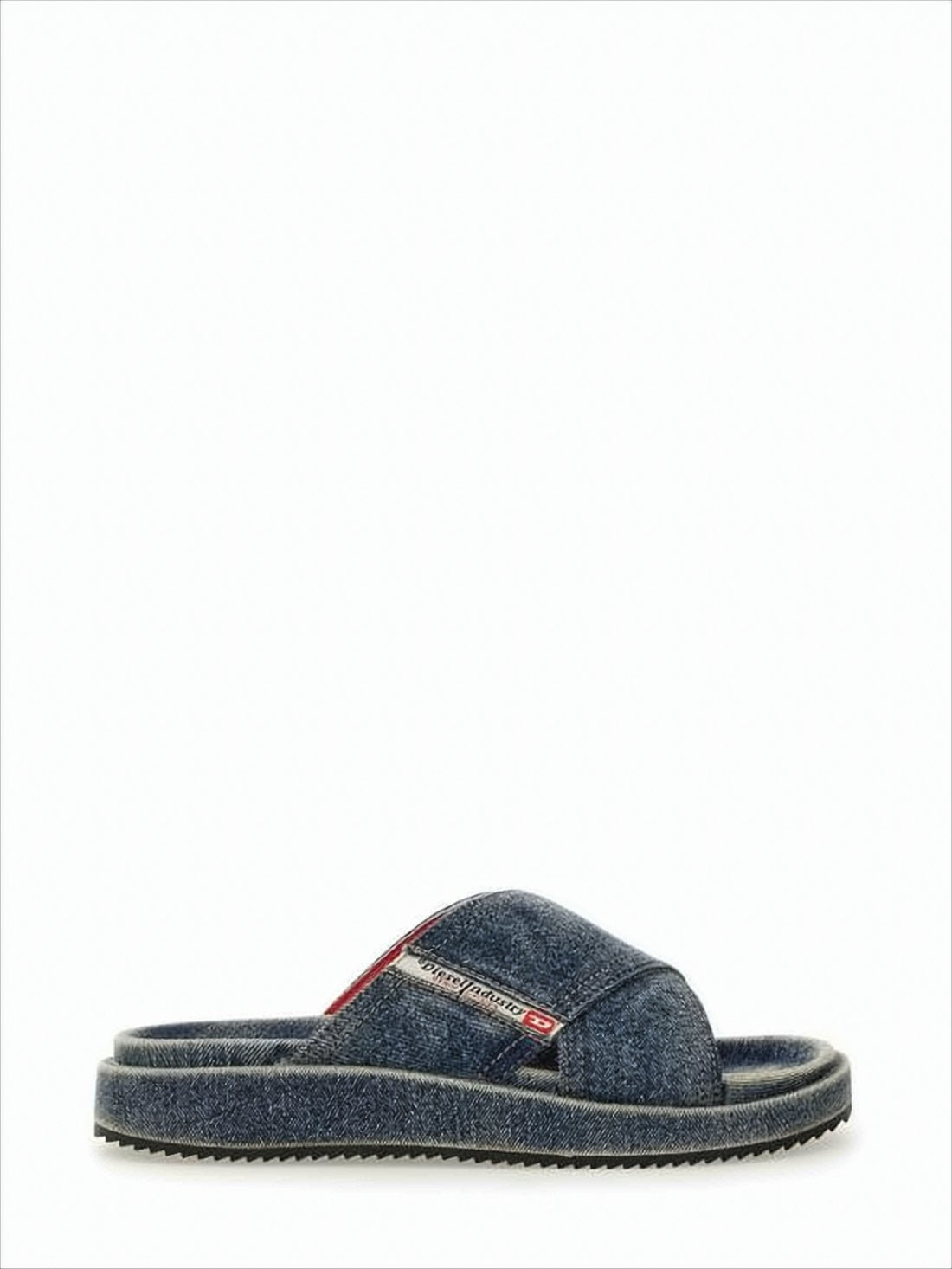 Denim-Textile Slip-On Mules with Vintage Wash Effect
