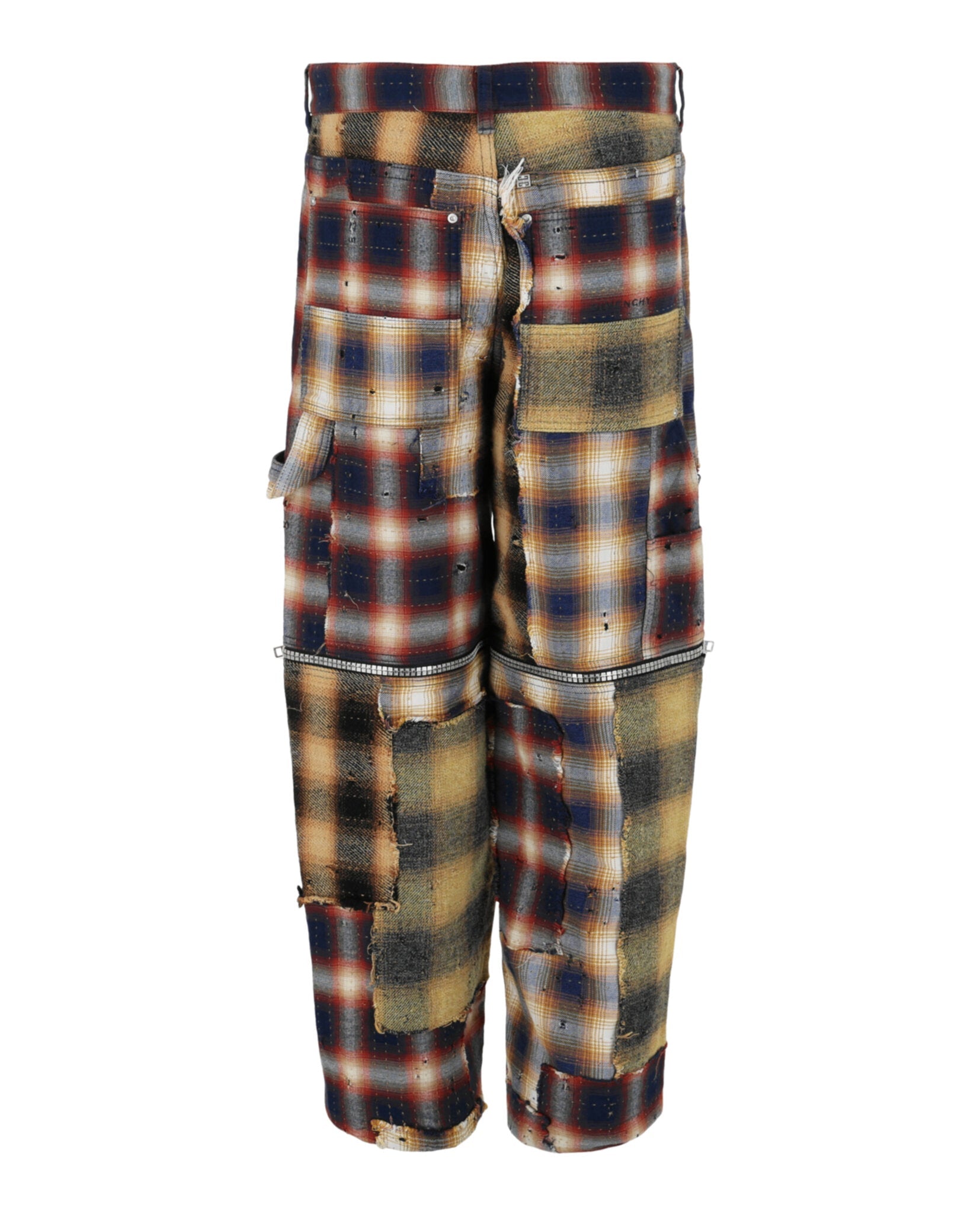 Patchwork Plaid Wide-Leg Pants
