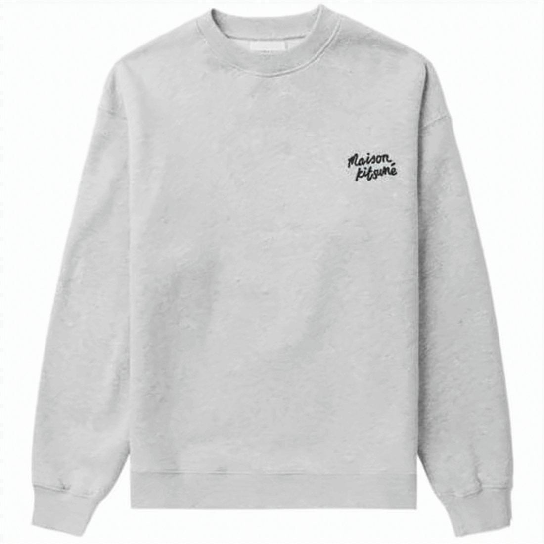 Heather Grey Long-Sleeve Crewneck Sweatshirt With Embroidered Logo