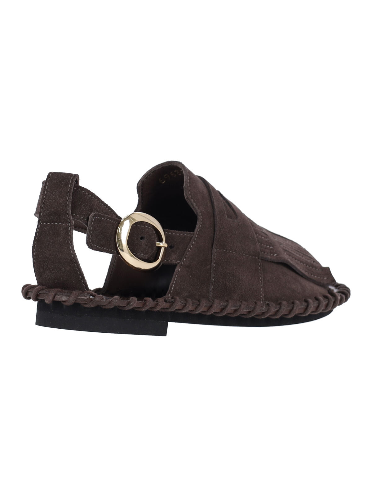 Brown Fanded Suede Fringed Sandals