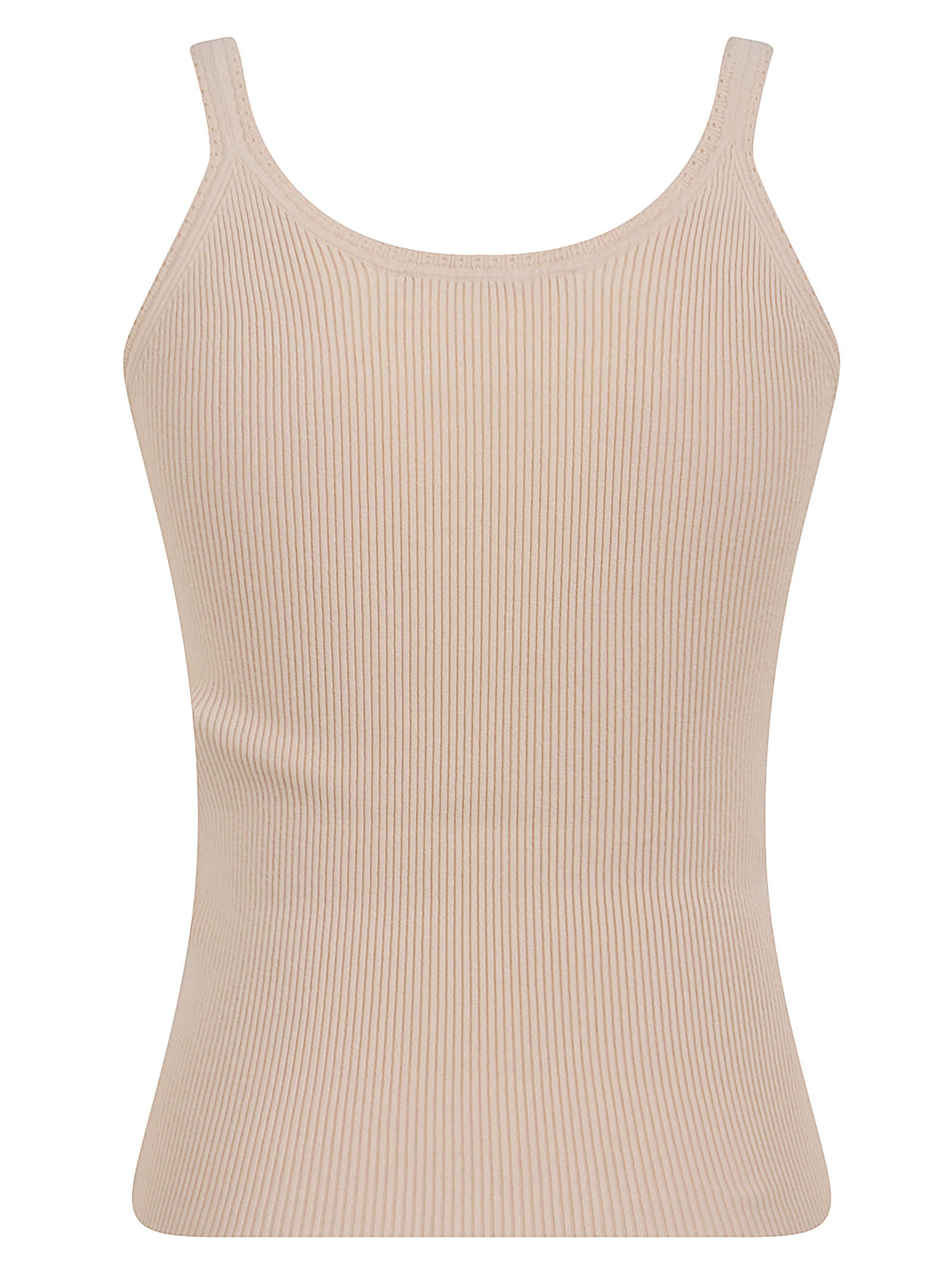 Ribbed Fitted Tank Top with Square Neckline