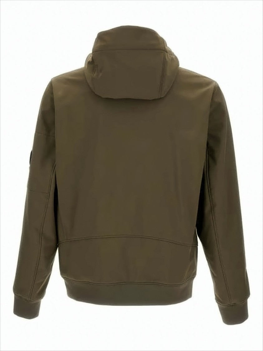 Matte-Finish Hooded Jacket With Zippered Pockets And Logo Patch