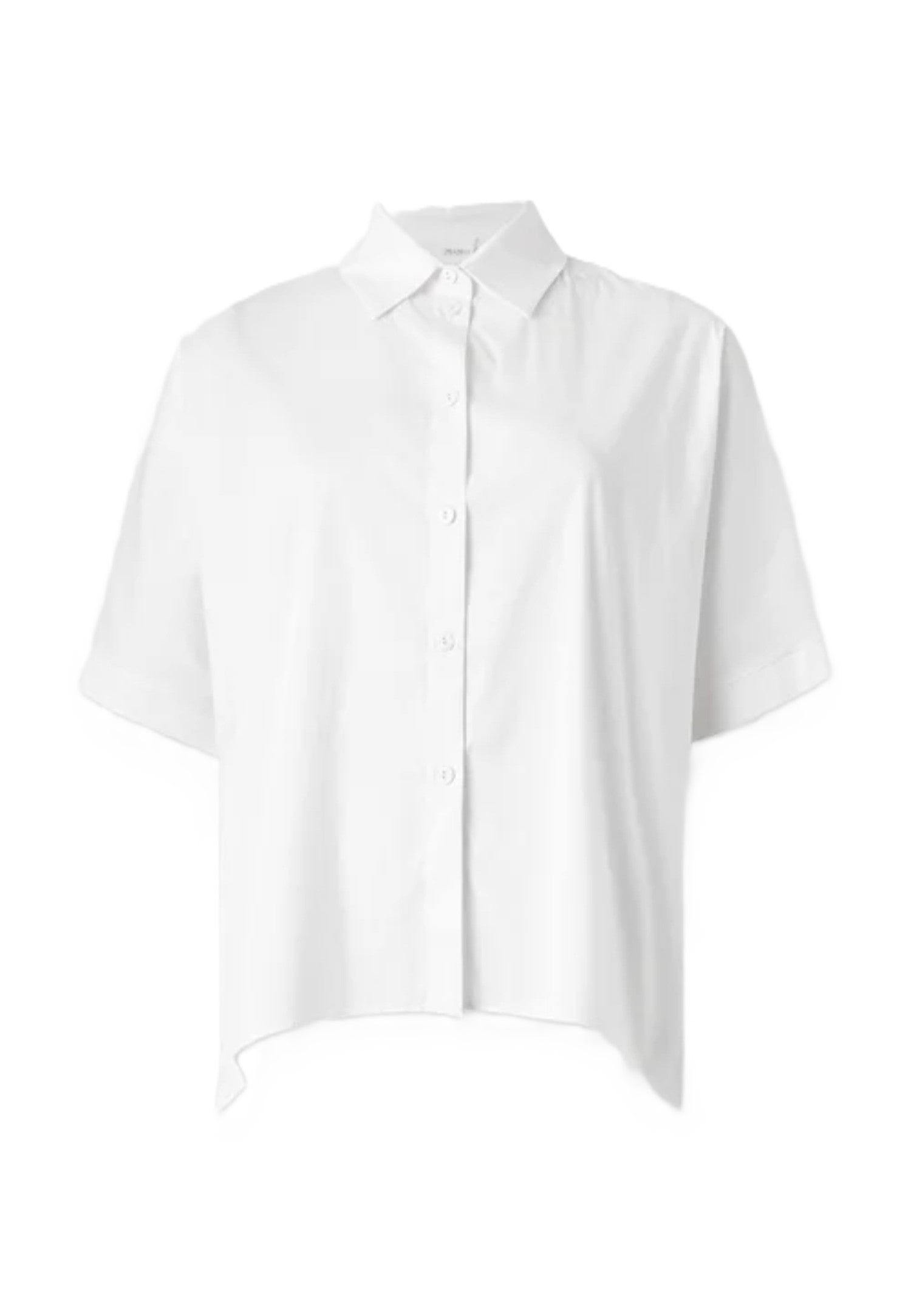 Cropped White Shirt with Classic Collar