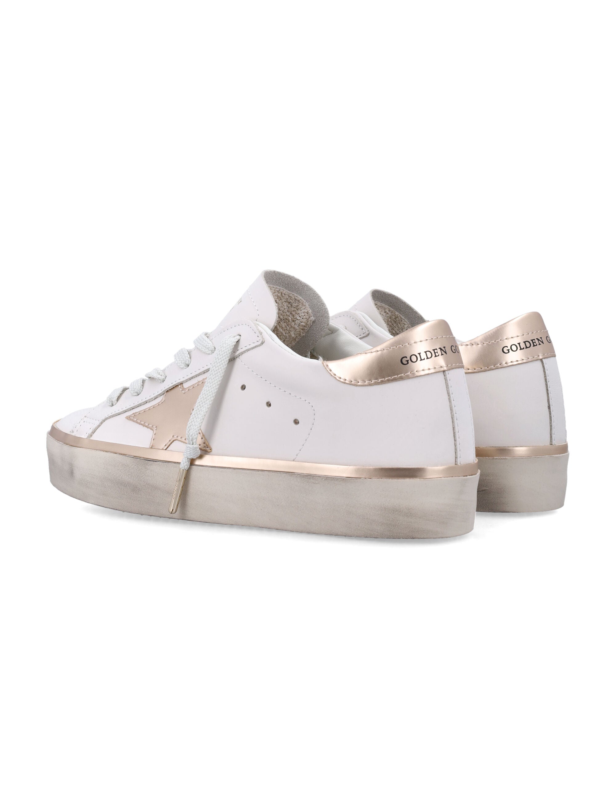 Hi Star White Leather Sneakers with Metallic Accents
