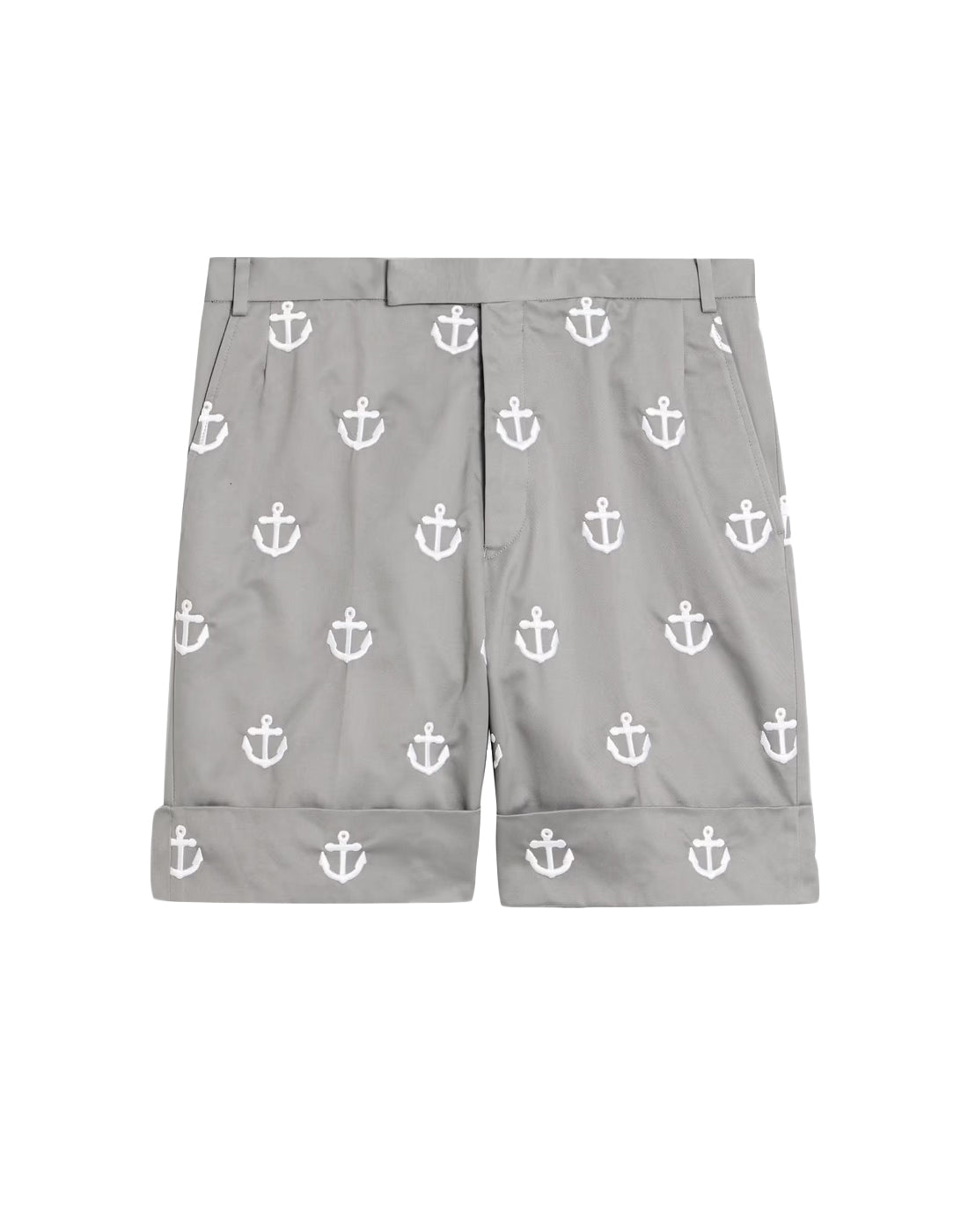 Tailored Shorts with Subtle Anchor Pattern