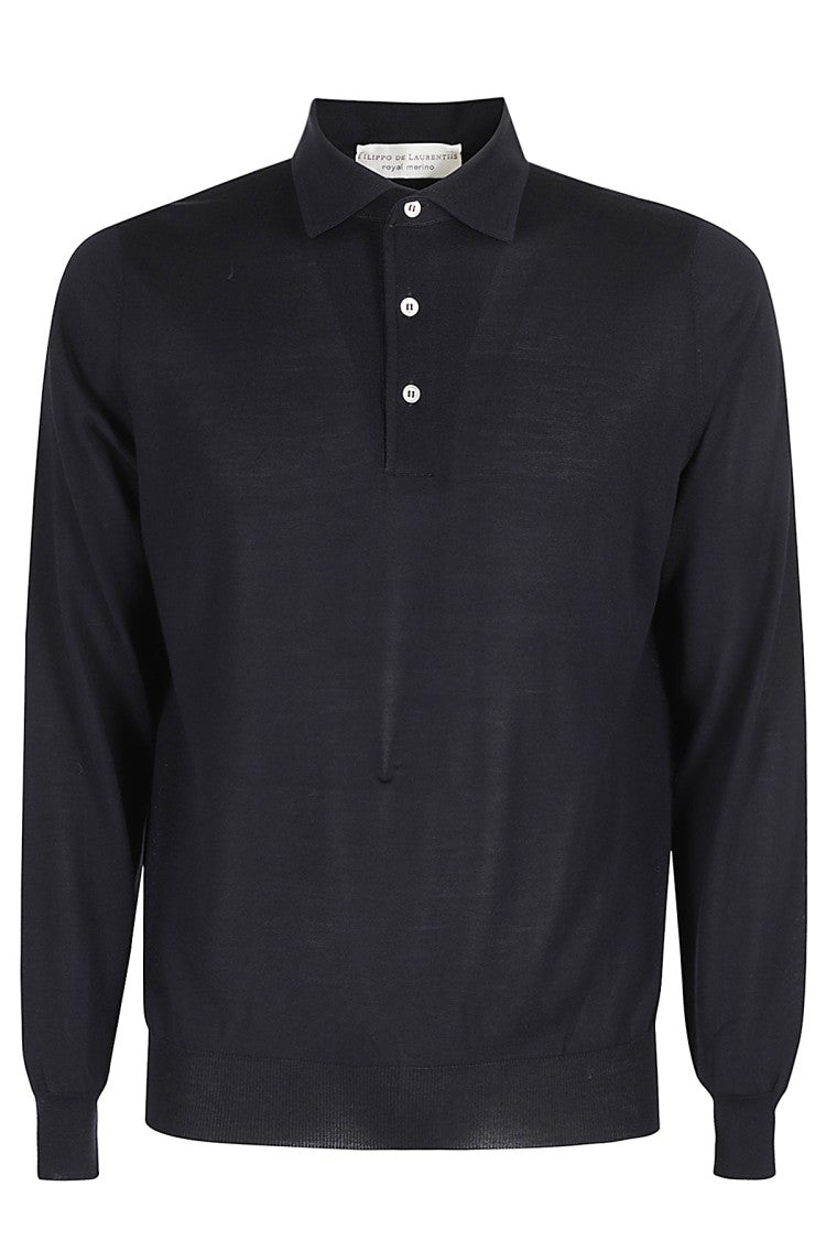 Long-Sleeved Wool Polo