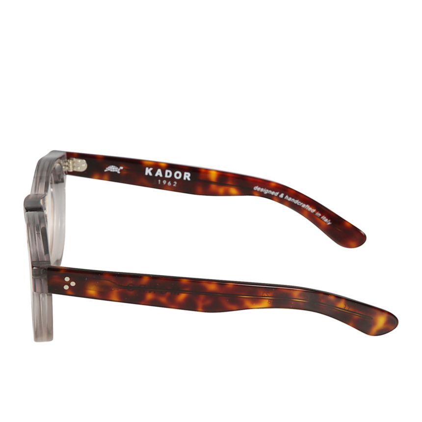 Mondo Round Transparent Grey Eyeglasses with Tortoiseshell Arms