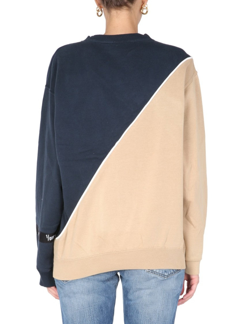 Crew Neck Sweatshirt With Color-Block Design