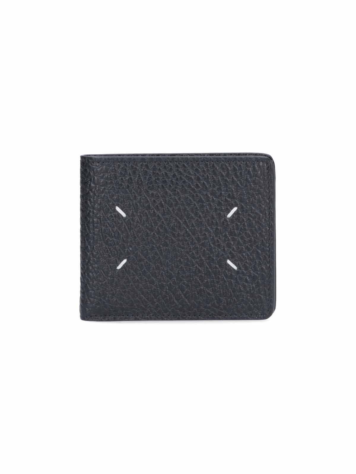 Textured Black Calfskin Bi-Fold Wallet